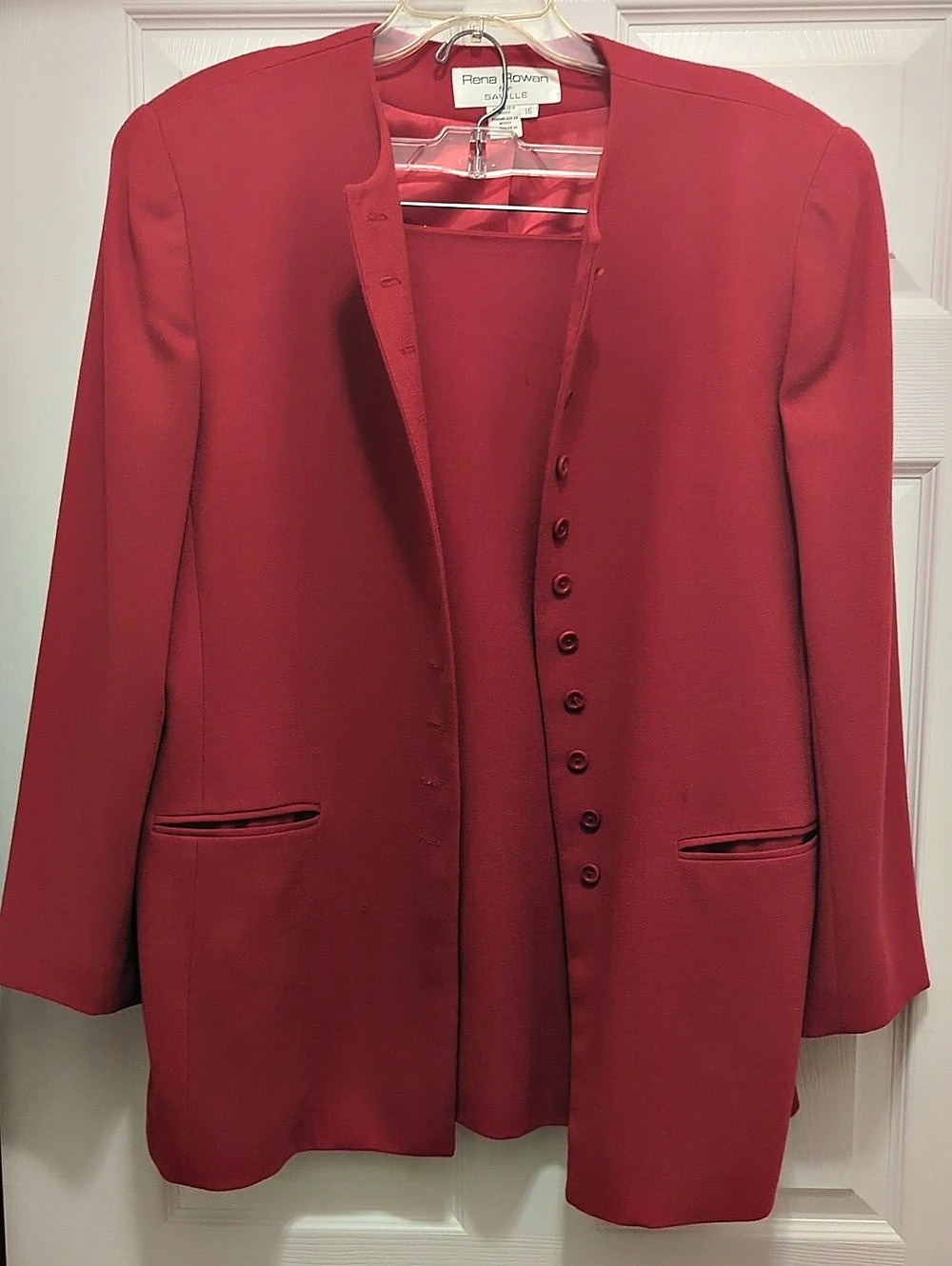 Rena Rowan for Saville Red Button-Front Blazer Suit